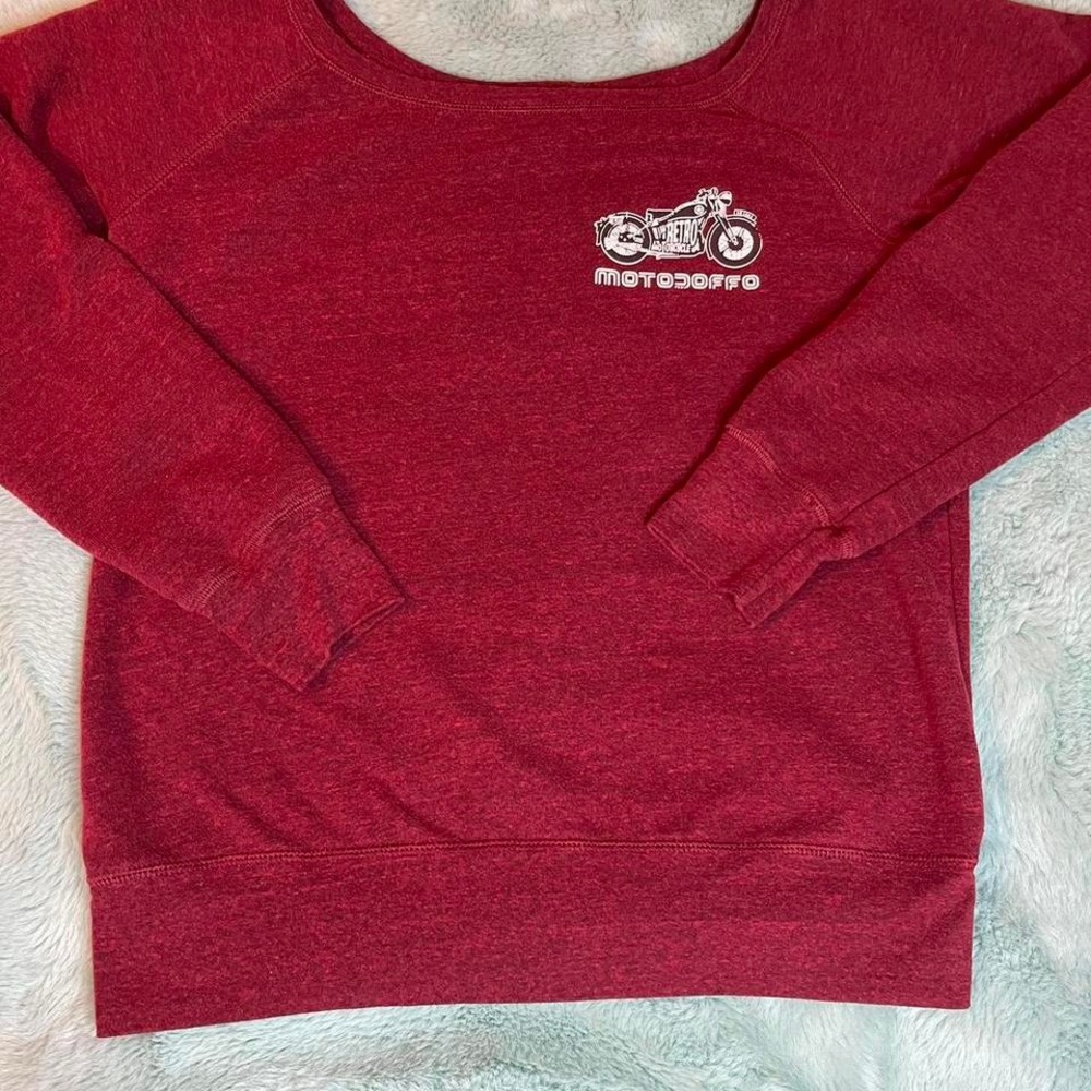 MotoDoffo ‎ Sweatshirt Size L Red Pullover Crewneck Motorcycle Graphic